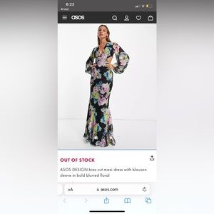 ASOS DESIGN bias cut maxi dress with blouson sleeve in bold blurred floral size4